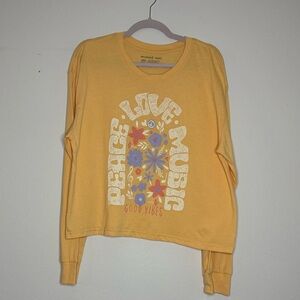 Yellow 'Peace Love Music' Graphic Long Sleeve